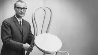 Ingvar Kamprad pictured with an Ikea chair in the 1960s