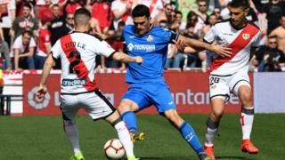 Jugadores del Rayo Vallecano y Getafe