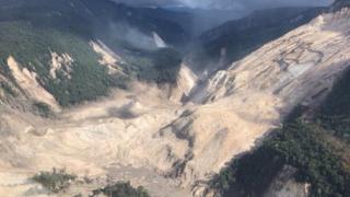 Areas affected by landslides are seen after a powerful 7.5 magnitude earthquake, in Hela, Papua New Guinea