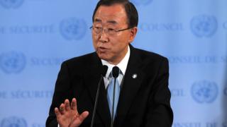 Ban Ki-moon, secrétaire général de l'ONU s'exprimant sur la situation au Soudan du Sud à New York le 11/07/2016