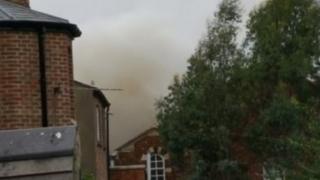 Smoke billowing from the Clarendon Institute in Oxford city centre shortly before 14:00