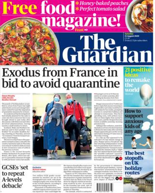 The Guardian front page 15 August 2021