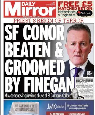 Front page of the Daily Mirror on Friday