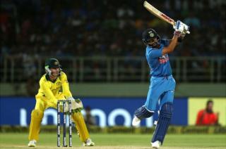 Indian cricket star Virat Koli in action against Australia