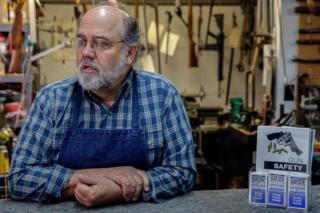 Keith Carey in his Montrose gunsmithing workshop