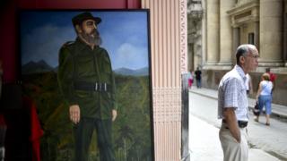 Cuadro de Fidel Castro en La Habana, Cuba.