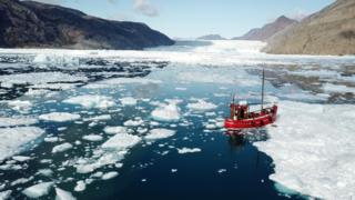 Изображение тающего льда в Гренландии