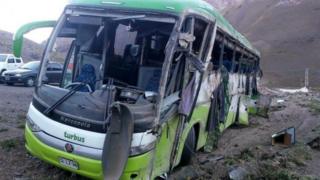 The bus that crashed in the Mendoza region of Argentina