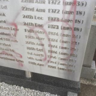 The damage to the memorial at St Mary's cemetery occurred sometime overnight on Saturday