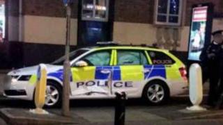 police car damaged