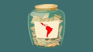   Jar with tip and map of Latin America 
