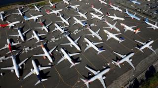 Grounded Boeing 737 Max planes