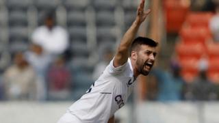 England's Mark Wood appeals for a wicket