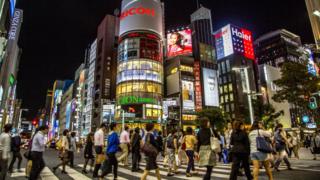 Street scene of Ginza, a key business district in Tokyo