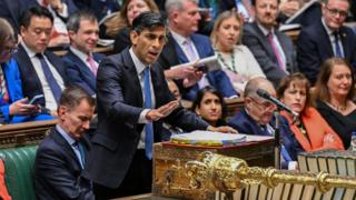 Rishi Sunak seen speaking in the House of Commons