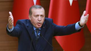 На этом снимке президент Турции Реджеп Тайип Эрдоган выступает с речью в президентском комплексе в Анкаре 29 сентября 2016 года.