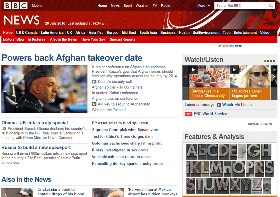 How the BBC  News  website has changed over the past 20 