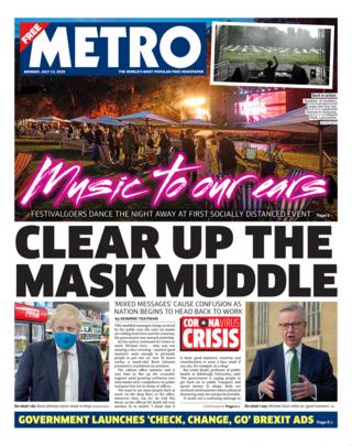 Metro front page 13/07/20