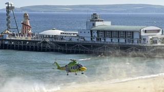 Air ambulance on Bournemouth beach, 31 May 2023