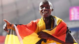 Cheptegei lors du 10.000m des Mondiaux sur piste, le 6 octobre, à Doha
