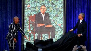 Kehinde Wiley pẹlu Barrack Obama ṣi aworan Obama