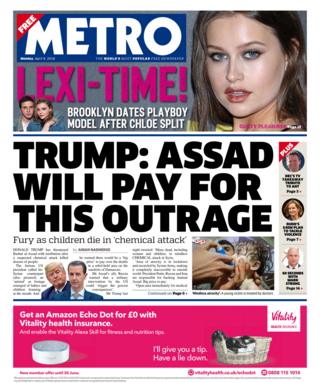 Metro front page - 09/04/18