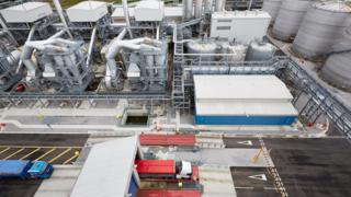 Birds eye view of Vivergo Fuels plant in Saltend