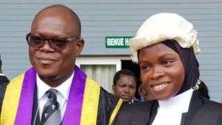 Amasa Firdaus wit some of her lecturers on di day of her call to bar