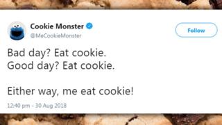 Cookie Monster Twitter post