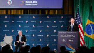 Bolsonaro discursa na Câmara de Comércio dos Estados Unidos