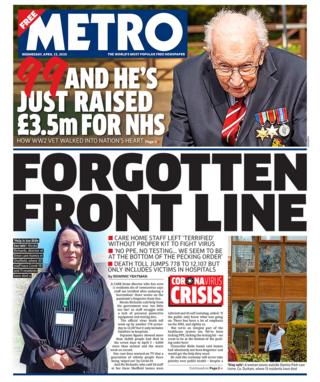 Front page of the Metro