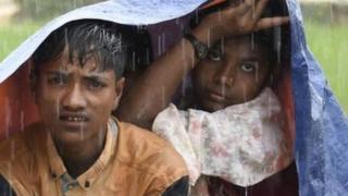 Monsoon rain adds to the misery of the refugees.