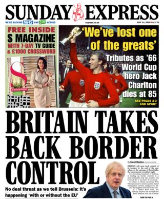 Sunday Express front page 12/07/20