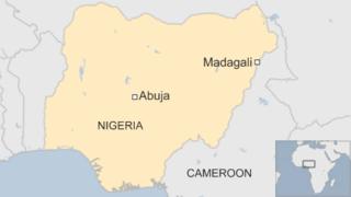 Map showing Madagali in north-east Nigeria