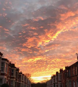 Sunset in a street