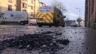 Police van at scene