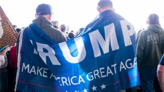 Trump supporters at Youngstown airport in March