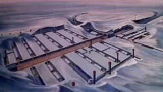 Esquema de un base militar bajo la nieve.