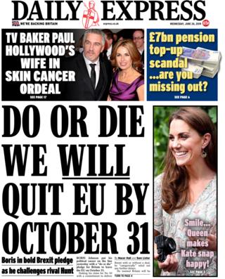 Daily Express front page 26/06/19