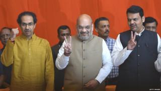 उद्धव ठाकरे, अमित शहा आणि देवेंद्र फडणवीस