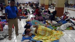 A temporary shelter set up in Escuintla, south of Guatemala City,