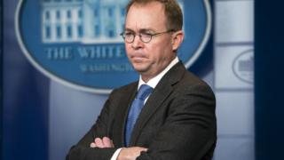 Director of the Office of Management and Budget Mick Mulvaney outside the West Wing of the White House 19 January 2018