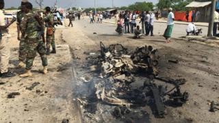 Car destroyed by bomb