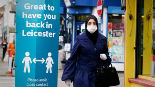 Woman in street in Leicester