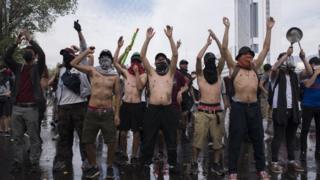 Manifestantes en Chile