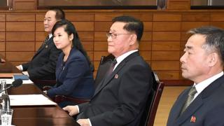 회의에 참석한 현송월 단장 (왼쪽에서 두번째)