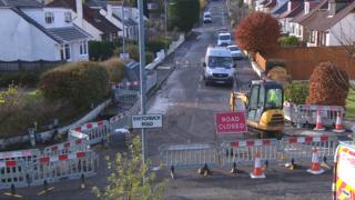 Gas works on Switchback Road in Bearsden