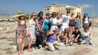 Gina Johnson and High Storrs students on a recent trip