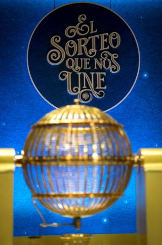 A view of one of the spheres during the eve of the Spanish Christmas Lottery draw at the "Teatro Real", the Royal Opera house in Madrid