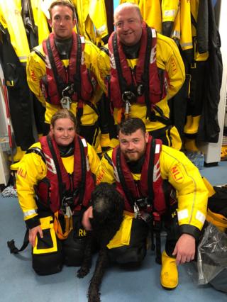 RNLI crew and Freya